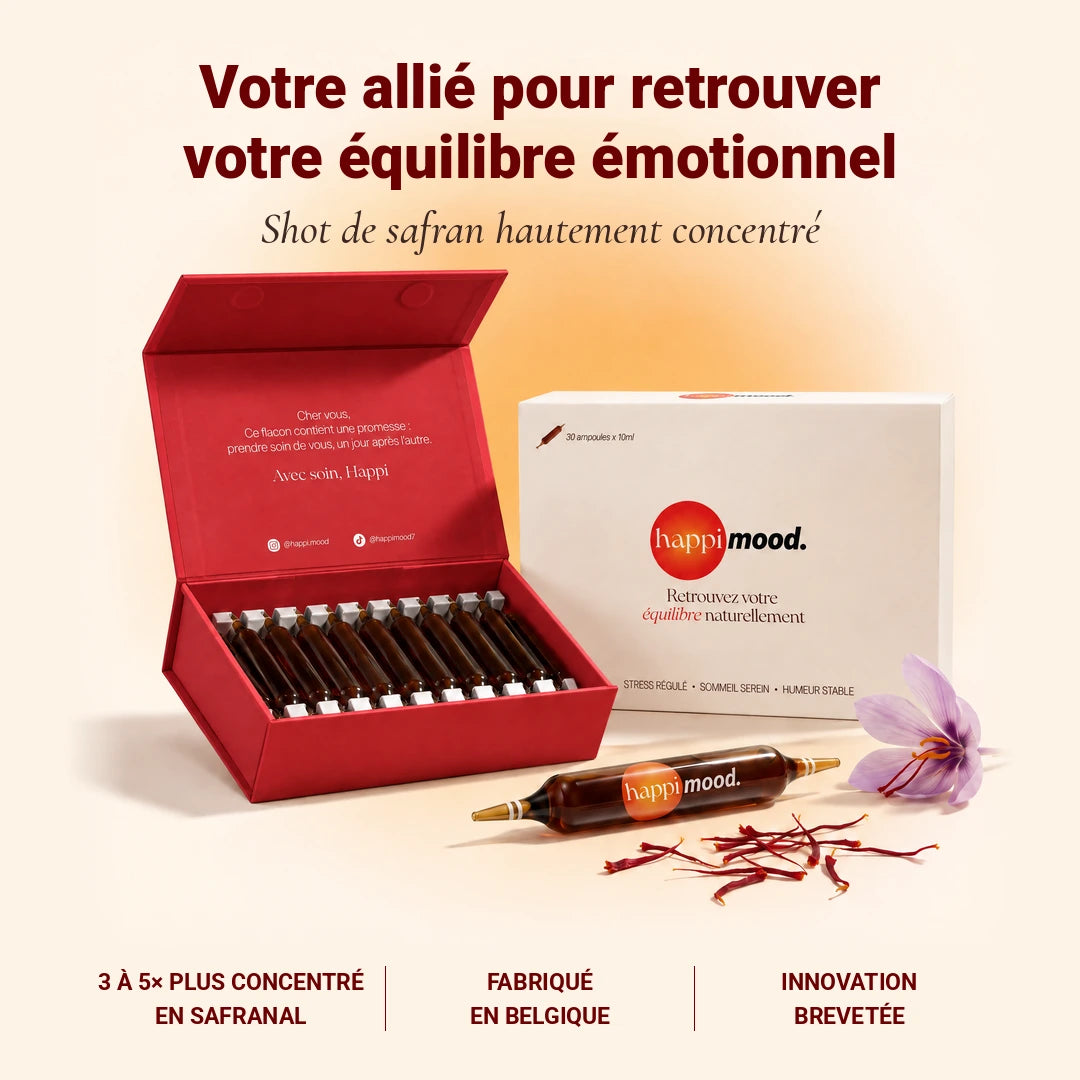 Safran breveté Happi Mood - Stress-Sommeil-Humeur - Boite de 30 ampoules