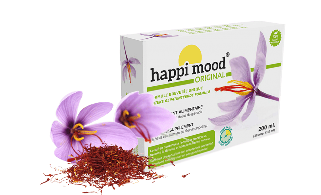happi mood food supplement box with flower